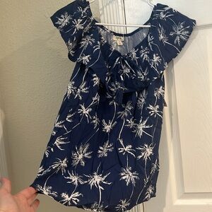 Style & co palm tree top on/off shoulder woven top